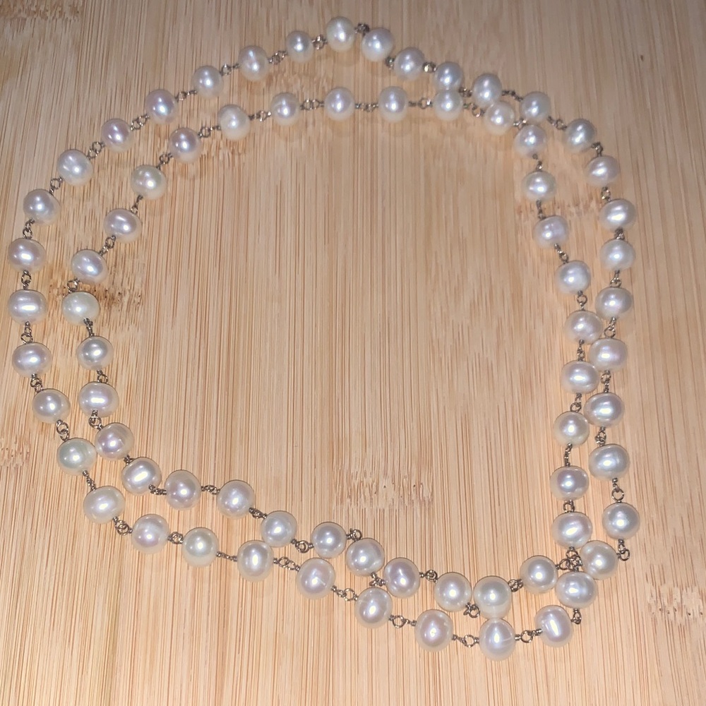 Vintage Sterling Silver Pearl Necklace